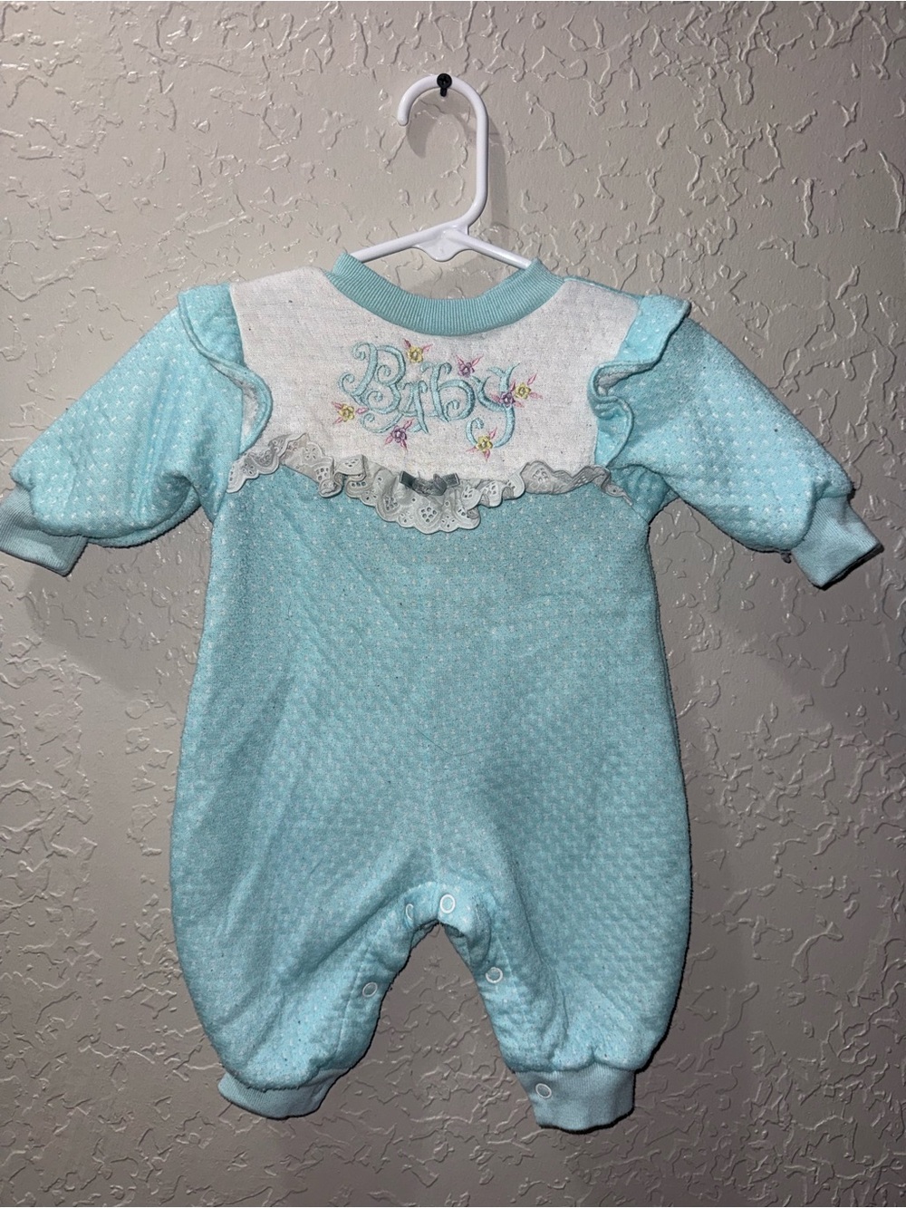 Vintage Bright Futures Baby Blue Quilted Romper / Jumpsuit